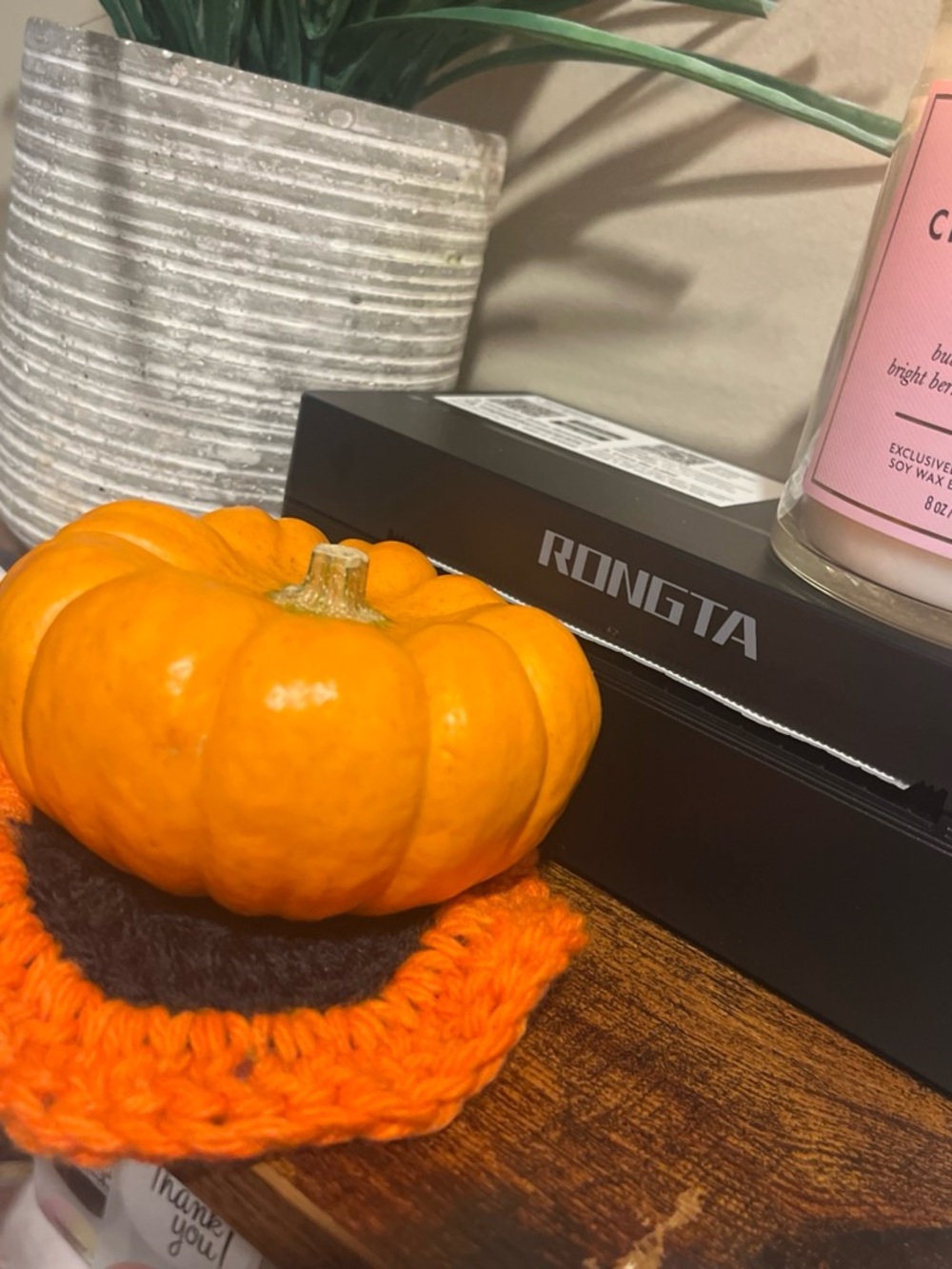 White Barn Bright Orange Mini Pumpkin Accent